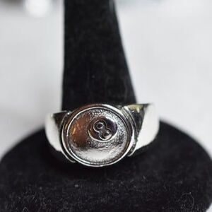 NWOT Magic 8 Ball Billiards Pool Fun Funky Silver Tone Size 8 Unisex Ring